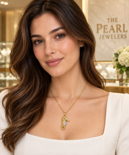 Load image into Gallery viewer, 14k Solid Yellow Gold Seahorse Diamond Pendant Necklace