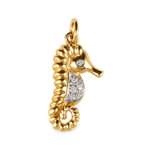 Load image into Gallery viewer, 14k Solid Yellow Gold Seahorse Diamond Pendant Necklace