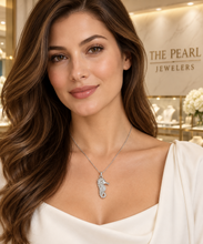 Load image into Gallery viewer, 14k Solid White Gold Seahorse Diamond Pendant