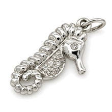 Load image into Gallery viewer, 14k Solid White Gold Seahorse Diamond Pendant