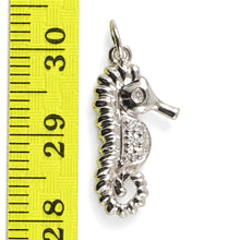 Load image into Gallery viewer, 14k Solid White Gold Seahorse Diamond Pendant