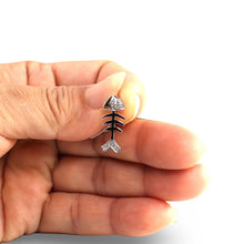 Load image into Gallery viewer, 14k Solid White Gold Fish Skeleton Diamond Pendant Necklace