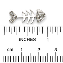 Load image into Gallery viewer, 14k Solid White Gold Fish Skeleton Diamond Pendant Necklace