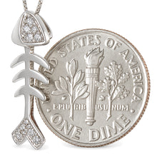 Load image into Gallery viewer, 14k Solid White Gold Fish Skeleton Diamond Pendant Necklace