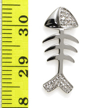 Load image into Gallery viewer, 14k Solid White Gold Fish Skeleton Diamond Pendant Necklace