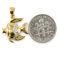 Load image into Gallery viewer, 14k Solid Yellow Gold Marine Fish Diamond Pendant Necklace