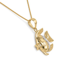 Load image into Gallery viewer, 14k Solid Yellow Gold Marine Fish Diamond Pendant Necklace