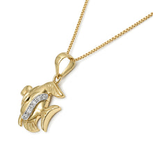 Load image into Gallery viewer, 14k Solid Yellow Gold Marine Fish Diamond Pendant Necklace