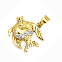 Load image into Gallery viewer, 14k Solid Yellow Gold Marine Fish Diamond Pendant Necklace