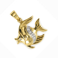 Load image into Gallery viewer, 14k Solid Yellow Gold Marine Fish Diamond Pendant Necklace