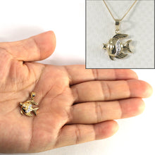 Load image into Gallery viewer, 2400590-Beautiful-14k-Solid-Yellow-Gold-Marine-Fish-Diamonds-Pendant