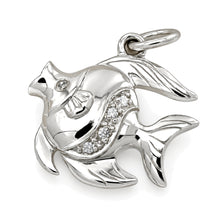 Load image into Gallery viewer, 14k Solid White Gold Marine Fish Diamond Pendant Necklace