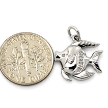 Load image into Gallery viewer, 14k Solid White Gold Marine Fish Diamond Pendant Necklace