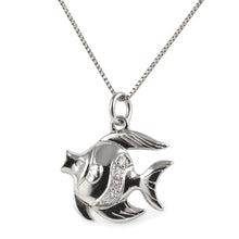 Load image into Gallery viewer, 14k Solid White Gold Marine Fish Diamond Pendant Necklace