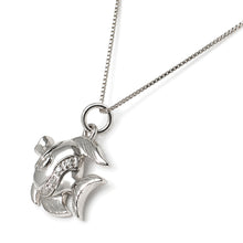 Load image into Gallery viewer, 14k Solid White Gold Marine Fish Diamond Pendant Necklace