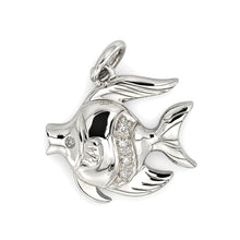 Load image into Gallery viewer, 14k Solid White Gold Marine Fish Diamond Pendant Necklace