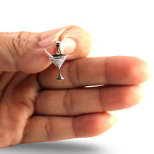 Load image into Gallery viewer, 14k Solid White Gold Cocktail Cup Diamond Pendant Necklace