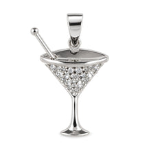 Load image into Gallery viewer, 14k Solid White Gold Cocktail Cup Diamond Pendant Necklace