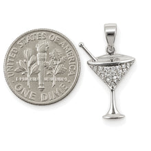 Load image into Gallery viewer, 14k Solid White Gold Cocktail Cup Diamond Pendant Necklace