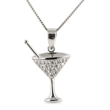 Load image into Gallery viewer, 14k Solid White Gold Cocktail Cup Diamond Pendant Necklace
