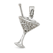 Load image into Gallery viewer, 14k Solid White Gold Cocktail Cup Diamond Pendant Necklace
