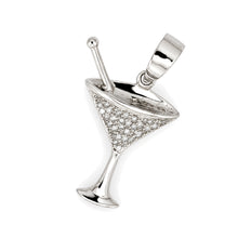 Load image into Gallery viewer, 14k Solid White Gold Cocktail Cup Diamond Pendant Necklace