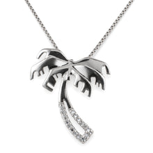 Load image into Gallery viewer, 14k Solid White Gold Coconut Tree Diamond Pendant Necklace