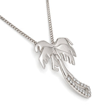Load image into Gallery viewer, 14k Solid White Gold Coconut Tree Diamond Pendant Necklace