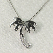 Load image into Gallery viewer, 2400655-14k-Solid-White-Gold-Diamond-Hawaiian-Tradition-Coconut-Tree-Pendant