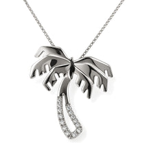 Load image into Gallery viewer, 14k Solid White Gold Coconut Tree Diamond Pendant Necklace