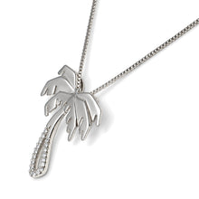 Load image into Gallery viewer, 14k Solid White Gold Coconut Tree Diamond Pendant Necklace