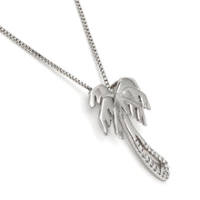 Load image into Gallery viewer, 14k Solid White Gold Coconut Tree Diamond Pendant Necklace