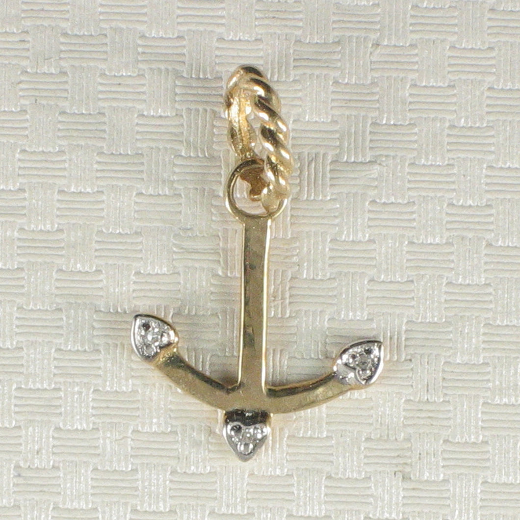 2400680-Beautiful-Unique-14K-Solid-Yellow-Gold-Diamond-Anchor-Pendant-Necklace