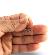 Load image into Gallery viewer, 14k Solid White Gold Anchor Diamond Pendant Necklace