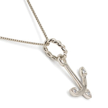 Load image into Gallery viewer, 14k Solid White Gold Anchor Diamond Pendant Necklace