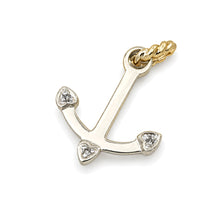 Load image into Gallery viewer, 14k Solid White Gold Anchor Diamond Pendant Necklace