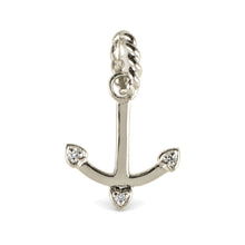 Load image into Gallery viewer, 14k Solid White Gold Anchor Diamond Pendant Necklace
