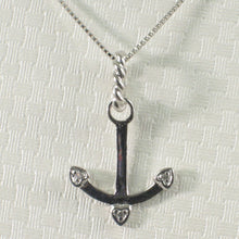 Load image into Gallery viewer, 2400685-Beautiful-Unique-14K-Solid-White-Gold-Diamond-Anchor-Pendant-Necklace