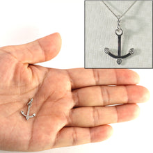 Load image into Gallery viewer, 2400685-Beautiful-Unique-14K-Solid-White-Gold-Diamond-Anchor-Pendant-Necklace