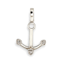 Load image into Gallery viewer, 14k Solid White Gold Anchor Diamond Pendant Charm
