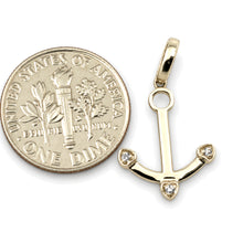Load image into Gallery viewer, 14k Solid White Gold Anchor Diamond Pendant Charm