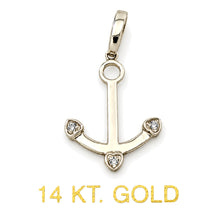 Load image into Gallery viewer, 14k Solid White Gold Anchor Diamond Pendant Charm