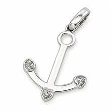Load image into Gallery viewer, 14k Solid White Gold Anchor Diamond Pendant Charm