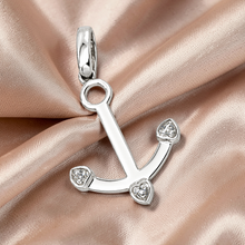 Load image into Gallery viewer, 14k Solid White Gold Anchor Diamond Pendant Charm