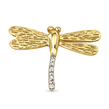 Load image into Gallery viewer, 14k Solid Yellow Gold Dragonflies Diamond Pendant Necklace