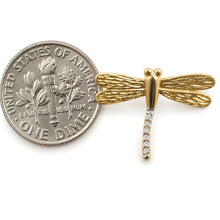 Load image into Gallery viewer, 14k Solid Yellow Gold Dragonflies Diamond Pendant Necklace