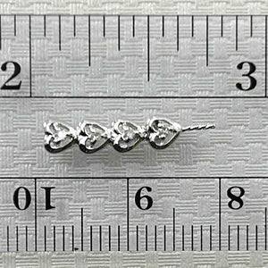 14K White Gold Diamond-Set Four-Hearts Pendant Bail for Pearls