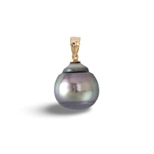 Load image into Gallery viewer, 14K Yellow Gold 11.5mm Baroque Tahitian Pearl Pendant Gray Green