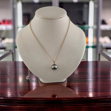Load image into Gallery viewer, 14K Yellow Gold 11.5mm Baroque Tahitian Pearl Pendant Gray Green
