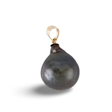 Load image into Gallery viewer, 14K Yellow Gold 12mm Baroque Tahitian Pearl Pendant Charcoal Gray